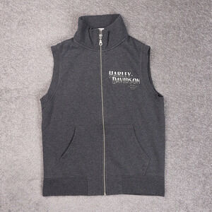Vintage Harley Davidson Motorcycles Small Gray Sleeveless Full Zip Vest